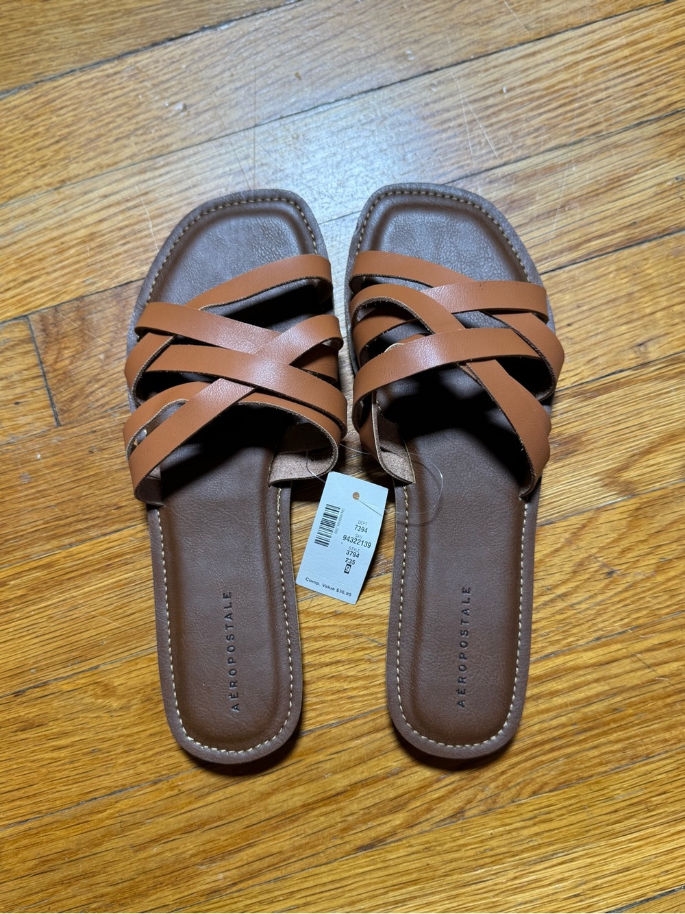 Aeropostale Women’s Brown & Tan Crisscross Slide Sandals